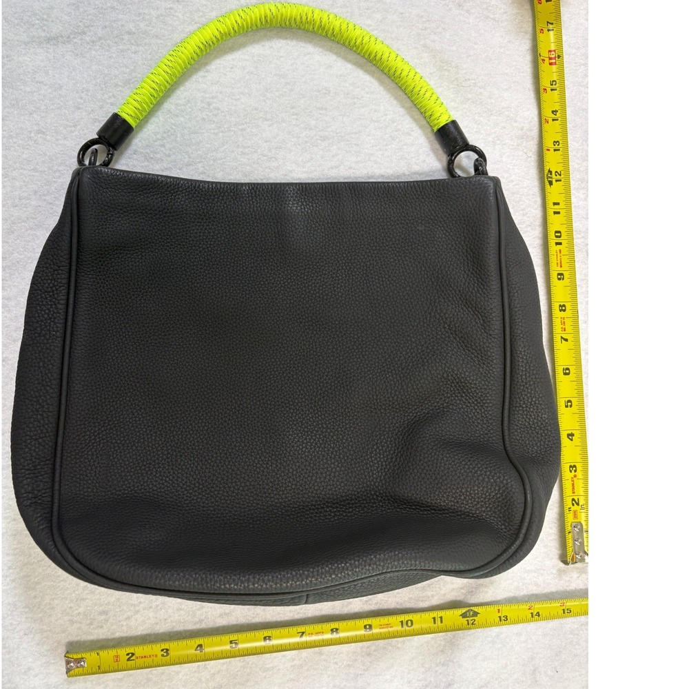 Marc by Marc Jacobs Too Hot to Handle Black Pebbled Leather Hobo Bag Yellow Rope - Picture 11 of 14